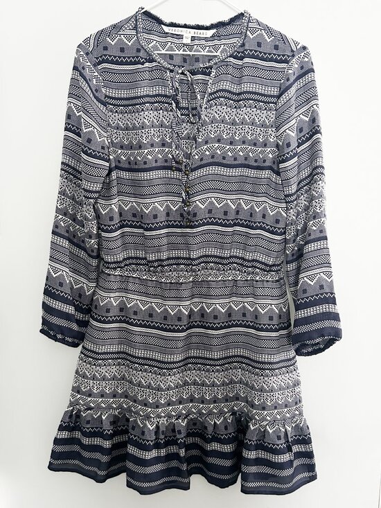 Veronica Beard Dresses & Skirts - Veronica Beard Silk Agathe Mini Dress Size 0 Prussian Blue Ruffle Boho Bohemian